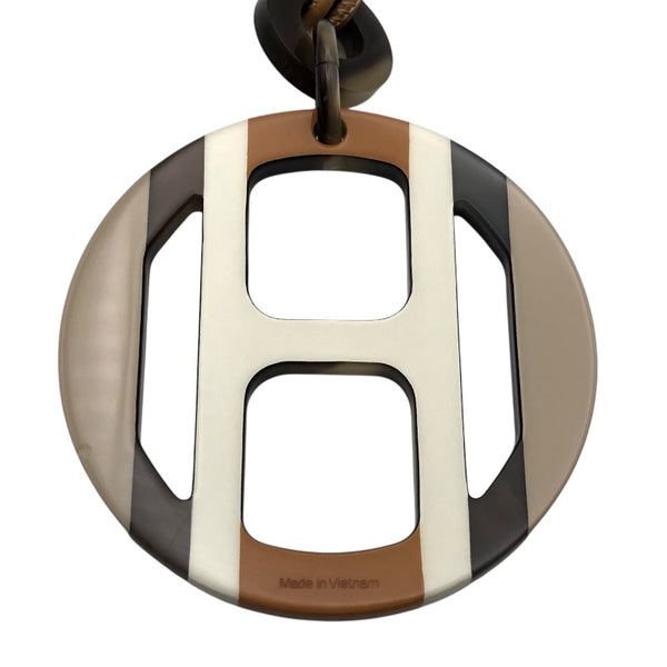 エルメス HERMES Hエキップペンダント ブラウン　マルチ バッファローホーン アクセサリー