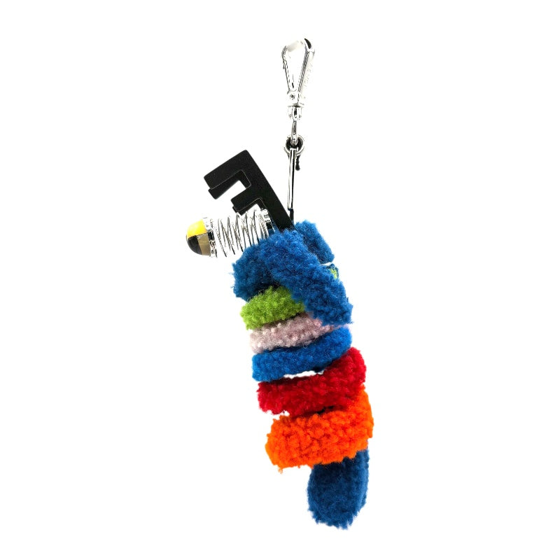 フェンディ FENDI バッグチャーム ブルー/グリーン/ピンク/レッド/オレンジ コットン レザー ユニセックス チャーム