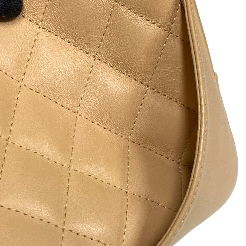 シャネル CHANEL カンボンライン ボーリングバッグ A25171 ベージュ シルバー金具 レザー レディース ショルダーバッグ