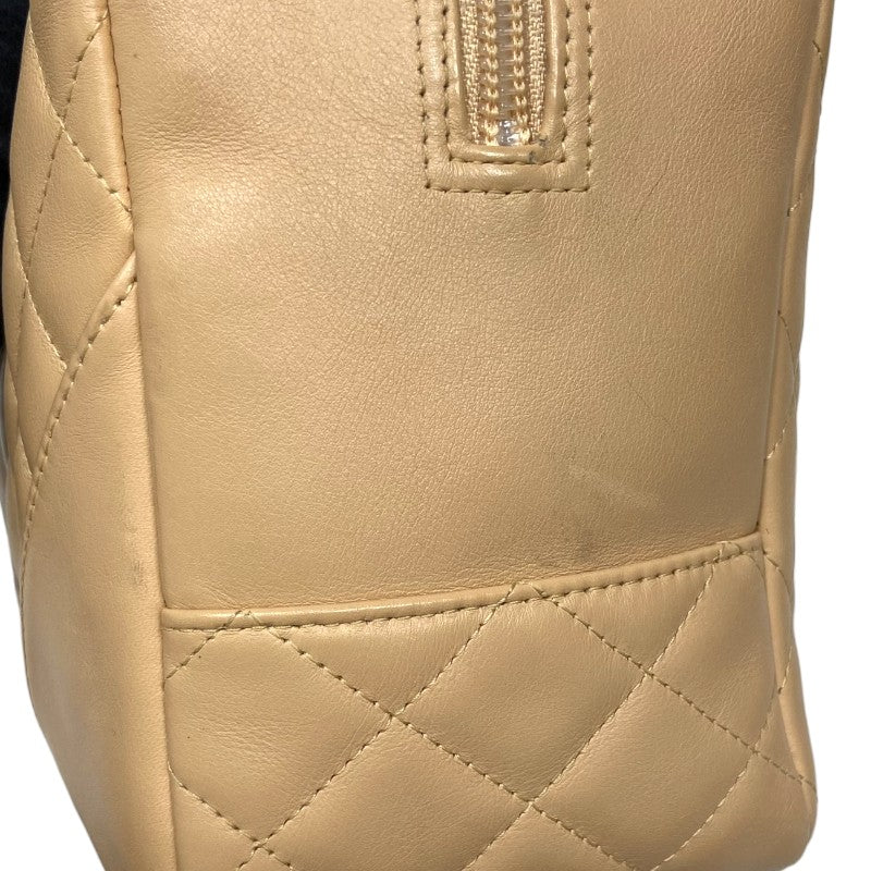 シャネル CHANEL カンボンライン ボーリングバッグ A25171 ベージュ シルバー金具 レザー レディース ショルダーバッグ