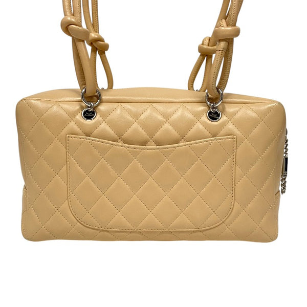シャネル CHANEL カンボンライン ボーリングバッグ A25171 ベージュ シルバー金具 レザー レディース ショルダーバッグ
