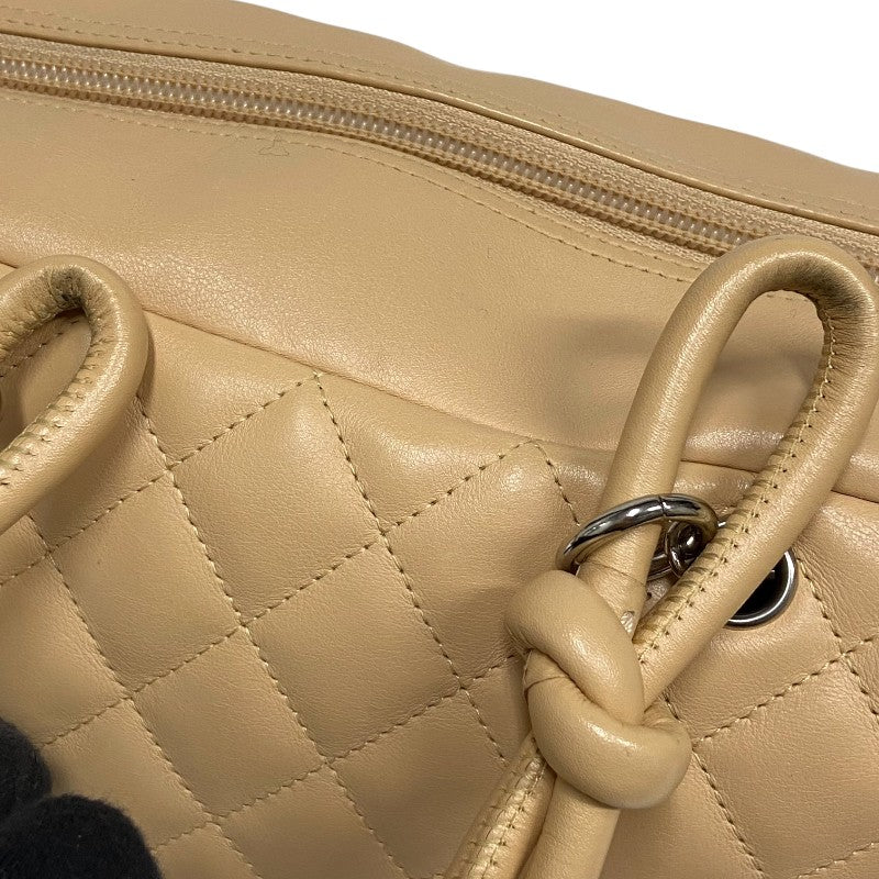シャネル CHANEL カンボンライン ボーリングバッグ A25171 ベージュ シルバー金具 レザー レディース ショルダーバッグ