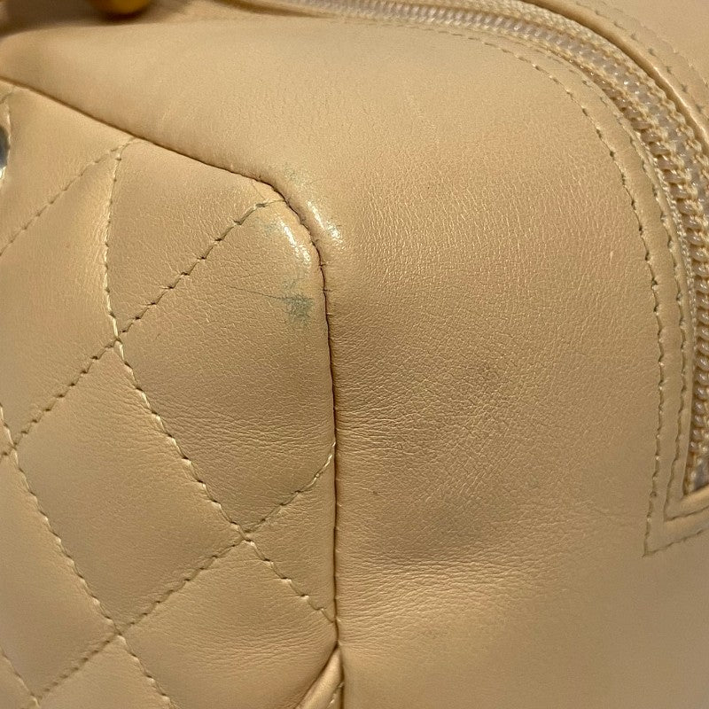 シャネル CHANEL カンボンライン ボーリングバッグ A25171 ベージュ シルバー金具 レザー レディース ショルダーバッグ