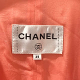 シャネル CHANEL ノーカラーツイードジャケット P76339 ピンク コットン レディース ノーカラージャケット