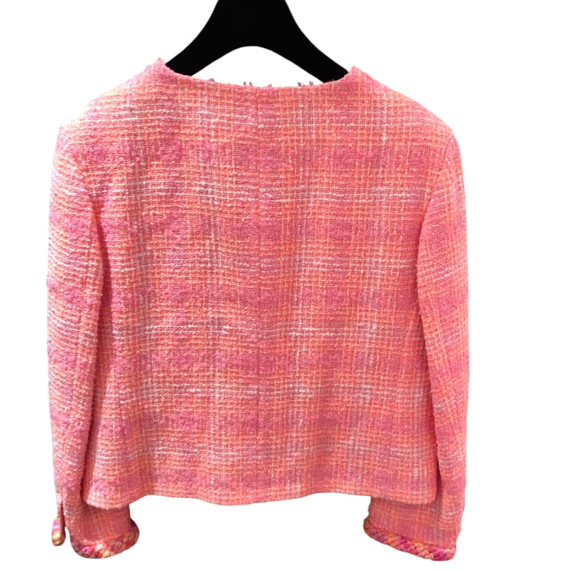 シャネル CHANEL ノーカラーツイードジャケット P76339 ピンク