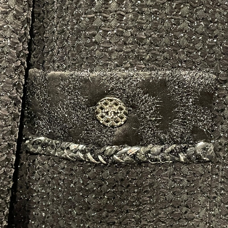 シャネル CHANEL ツイードコート P73113 ブラック レーヨン レディース ミリタリーコート