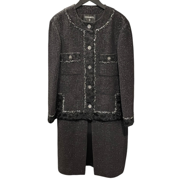 シャネル CHANEL ツイードコート P73113 ブラック レーヨン レディース ミリタリーコート