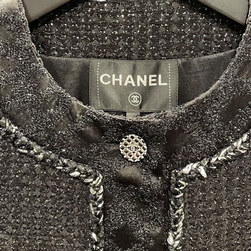 シャネル CHANEL ツイードコート P73113 ブラック レーヨン レディース ミリタリーコート