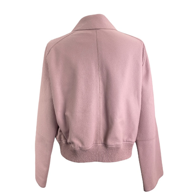 エルメス HERMES ディアスキンレザージャケット 3E1202D1 ピンク レザー レディース テーラードジャケット