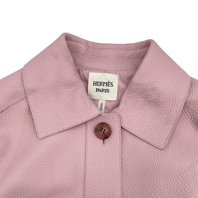 エルメス HERMES ディアスキンレザージャケット 3E1202D1 ピンク