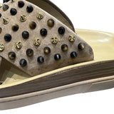 クリスチャン・ルブタン Christian louboutin HABIB スタッズ クロスサンダル ベージュ レザー メンズ サンダル