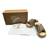 クリスチャン・ルブタン Christian louboutin HABIB スタッズ クロスサンダル ベージュ レザー メンズ サンダル