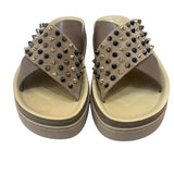 クリスチャン・ルブタン Christian louboutin HABIB スタッズ クロスサンダル ベージュ レザー メンズ サンダル