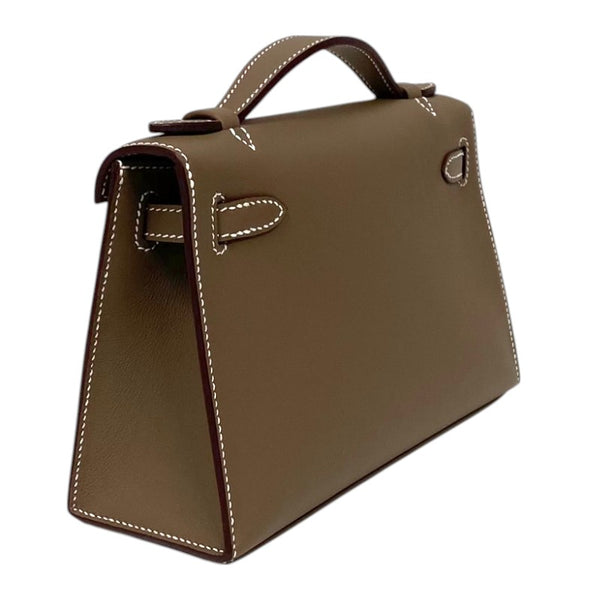 エルメス HERMES ポシェットケリー W刻 エトゥープ ゴールド金具 スイフト レディース ハンドバッグ