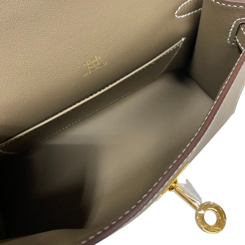 エルメス HERMES ポシェットケリー W刻 エトゥープ ゴールド金具 スイフト レディース ハンドバッグ