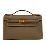 エルメス HERMES ポシェットケリー W刻 エトゥープ ゴールド金具 スイフト レディース ハンドバッグ