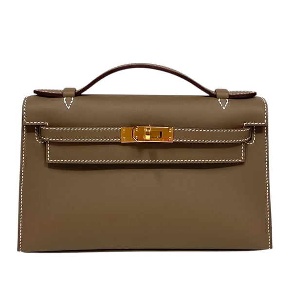 エルメス HERMES ポシェットケリー W刻 エトゥープ ゴールド金具 スイフト レディース ハンドバッグ