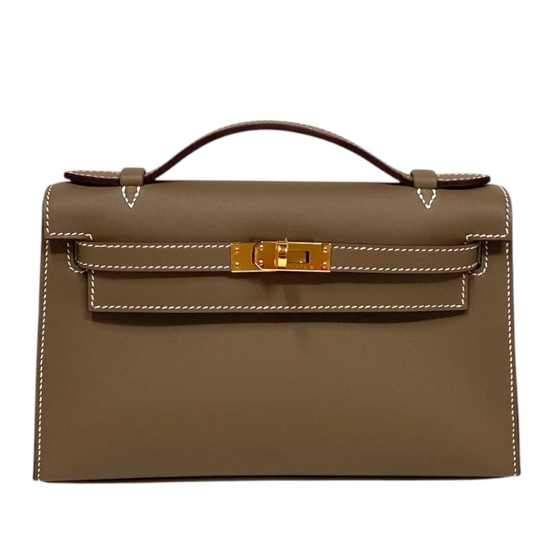 エルメス HERMES ポシェットケリー W刻 エトゥープ ゴールド金具 スイフト レディース ハンドバッグ