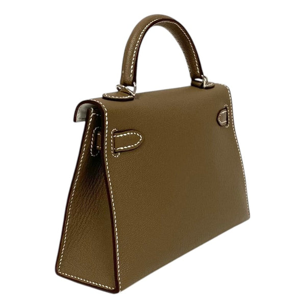 エルメス HERMES ミニケリー2 ヴェルソ W刻 エトゥープ×ニューグリペール シルバー金具 シェーブル レディース ショルダーバッグ