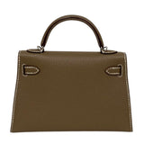 エルメス HERMES ミニケリー2 ヴェルソ W刻 エトゥープ×ニューグリペール シルバー金具 シェーブル レディース ショルダーバッグ