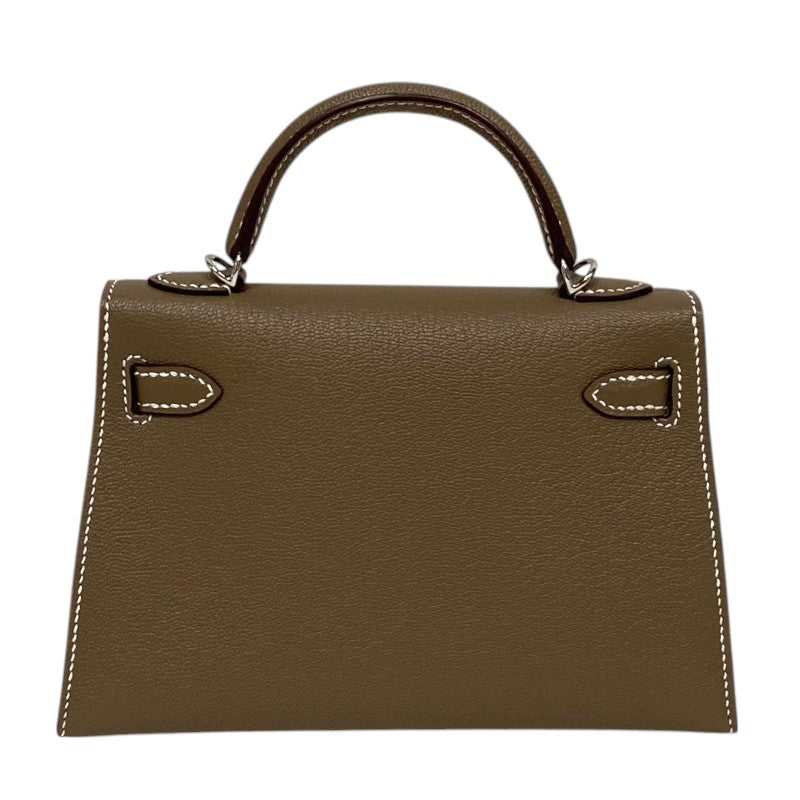 エルメス HERMES ミニケリー2 ヴェルソ W刻 エトゥープ×ニューグリペール シルバー金具 シェーブル レディース ショルダーバッグ