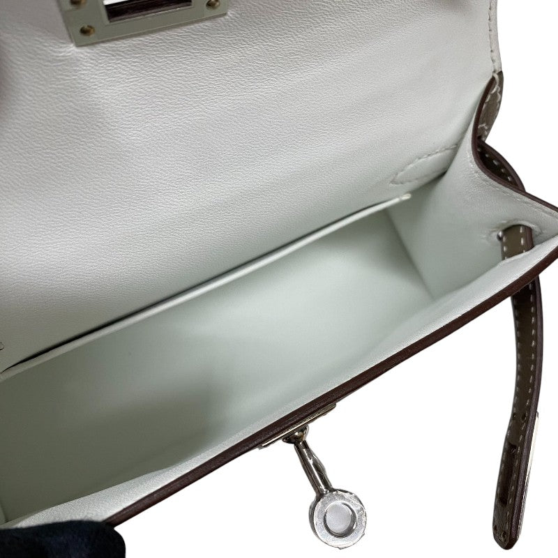 エルメス HERMES ミニケリー2 ヴェルソ W刻 エトゥープ×ニューグリペール シルバー金具 シェーブル レディース ショルダーバッグ