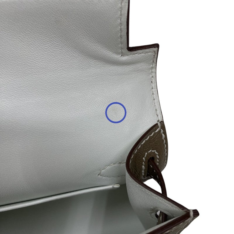 エルメス HERMES ミニケリー2 ヴェルソ W刻 エトゥープ×ニューグリペール シルバー金具 シェーブル レディース ショルダーバッグ