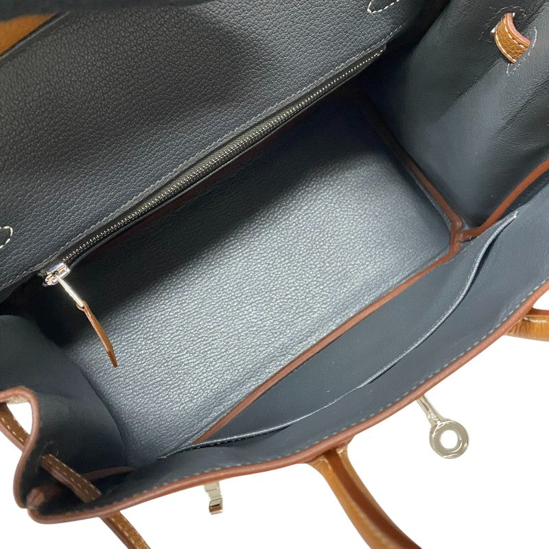 エルメス HERMES バーキン25 ヴェルソ W刻 ゴールド×グラファイト シルバー金具 トゴ レディース ハンドバッグ
