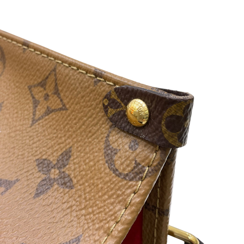 ルイ・ヴィトン LOUIS VUITTON オンザゴーPM M46373 ブラウン モノグラム・リバースキャンバス レディース ハンドバッグ