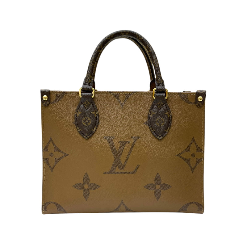 ルイ・ヴィトン LOUIS VUITTON オンザゴーPM M46373 ブラウン モノグラム・リバースキャンバス レディース ハンドバッグ