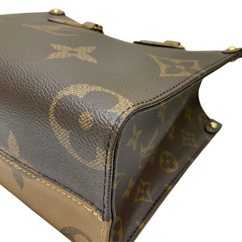 ルイ・ヴィトン LOUIS VUITTON オンザゴーPM M46373 ブラウン モノグラム・リバースキャンバス レディース ハンドバッグ