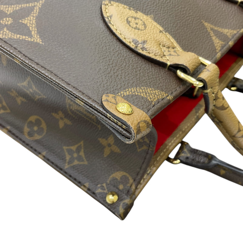 ルイ・ヴィトン LOUIS VUITTON オンザゴーPM M46373 ブラウン モノグラム・リバースキャンバス レディース ハンドバッグ