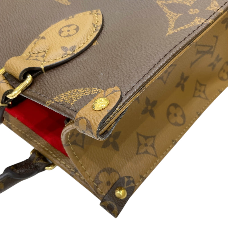 ルイ・ヴィトン LOUIS VUITTON オンザゴーPM M46373 ブラウン モノグラム・リバースキャンバス レディース ハンドバッグ