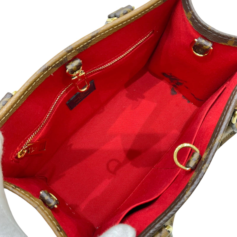ルイ・ヴィトン LOUIS VUITTON オンザゴーPM M46373 ブラウン モノグラム・リバースキャンバス レディース ハンドバッグ