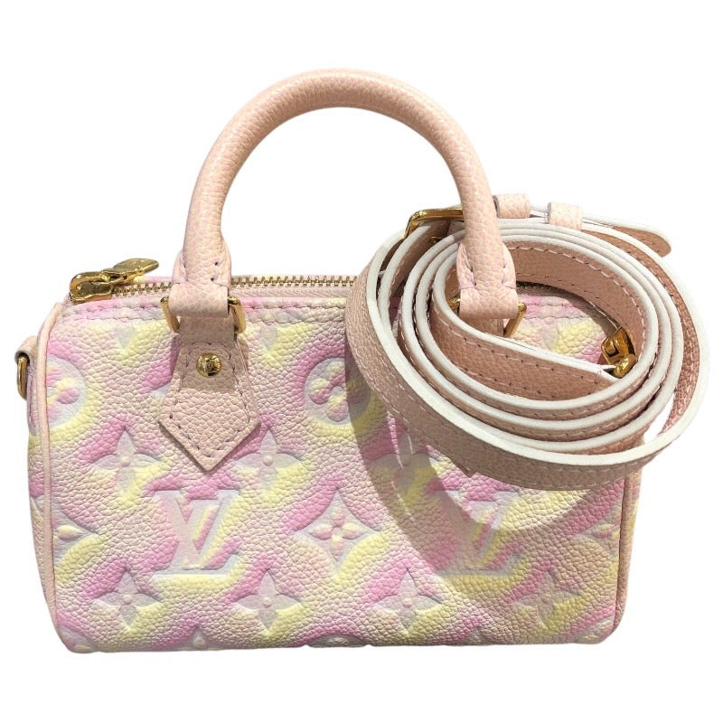 ルイ・ヴィトン LOUIS VUITTON ナノ・スピーディー　サマー・スターダスト M81508 ピンク　 モノグラム・アンプラント レディース ショルダーバッグ
