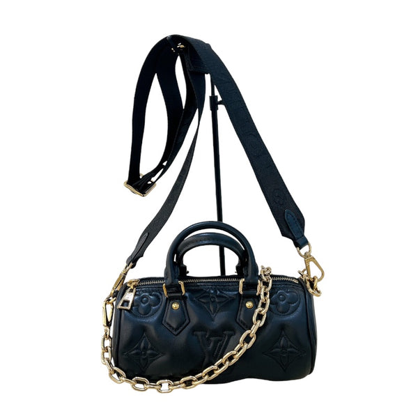 ルイ・ヴィトン LOUIS VUITTON パピヨンBB バブルグラム M59800 ブラック ゴールド金具 モノグラム・アンプラント レディース ショルダーバッグ