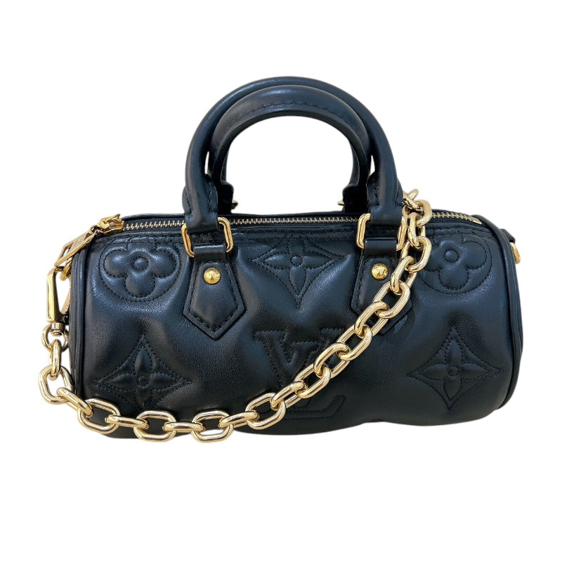 ルイ・ヴィトン LOUIS VUITTON パピヨンBB バブルグラム M59800 ブラック ゴールド金具 モノグラム・アンプラント レディース ショルダーバッグ