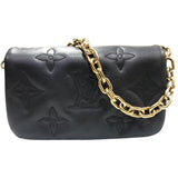 ルイ・ヴィトン LOUIS VUITTON ウォレットオンモノグラムストラップ　 M81398 ノワール　ゴールド金具 バブルグラム レディース ショルダーバッグ