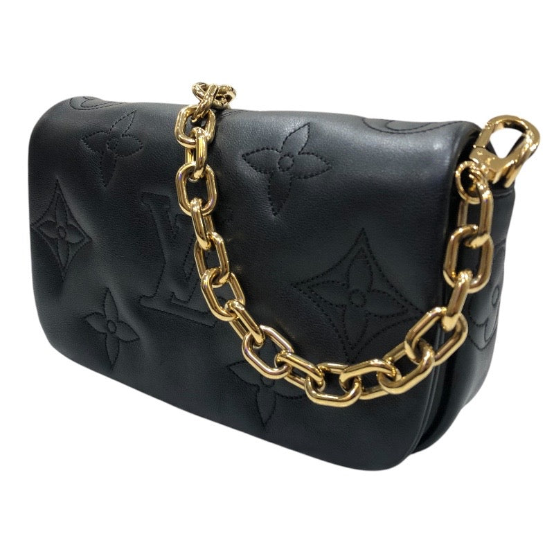 ルイ・ヴィトン LOUIS VUITTON ウォレットオンモノグラムストラップ　 M81398 ノワール　ゴールド金具 バブルグラム レディース ショルダーバッグ
