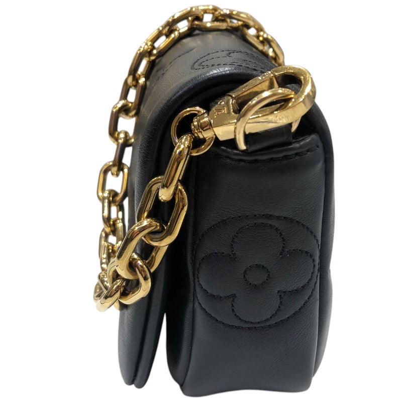 ルイ・ヴィトン LOUIS VUITTON ウォレットオンモノグラムストラップ　 M81398 ノワール　ゴールド金具 バブルグラム レディース ショルダーバッグ