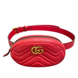 グッチ GUCCI GGマーモント　ウエストバッグ 476434 レッド レザー レディース ウエストバッグ