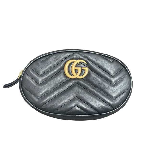 グッチ GUCCI GGマーモント　ウエストバッグ 476434 ブラック レザー レディース ウエストバッグ