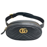 グッチ GUCCI GGマーモント　ウエストバッグ 476434 ブラック レザー レディース ウエストバッグ
