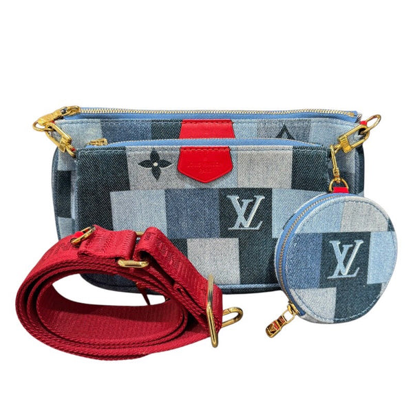 ルイ・ヴィトン LOUIS VUITTON ミュルティ・ポシェット・アクセソワ―ル M44990 ブルー　ゴールド金具 モノグラム・デニム レディース ショルダーバッグ