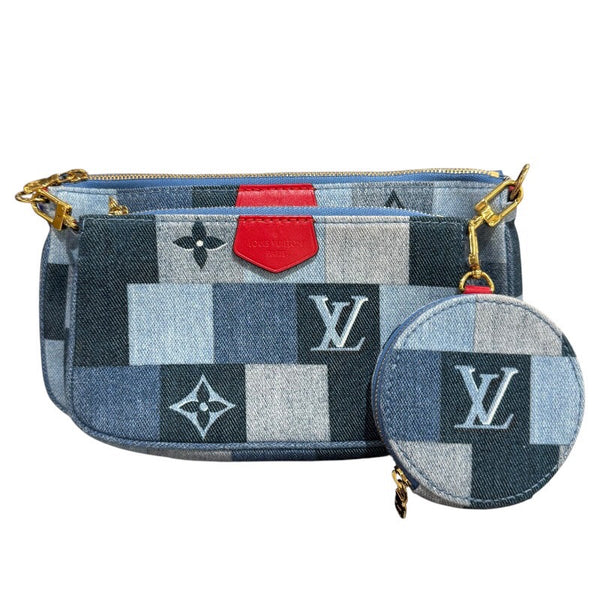 ルイ・ヴィトン LOUIS VUITTON ミュルティ・ポシェット・アクセソワ―ル M44990 ブルー　ゴールド金具 モノグラム・デニム レディース ショルダーバッグ