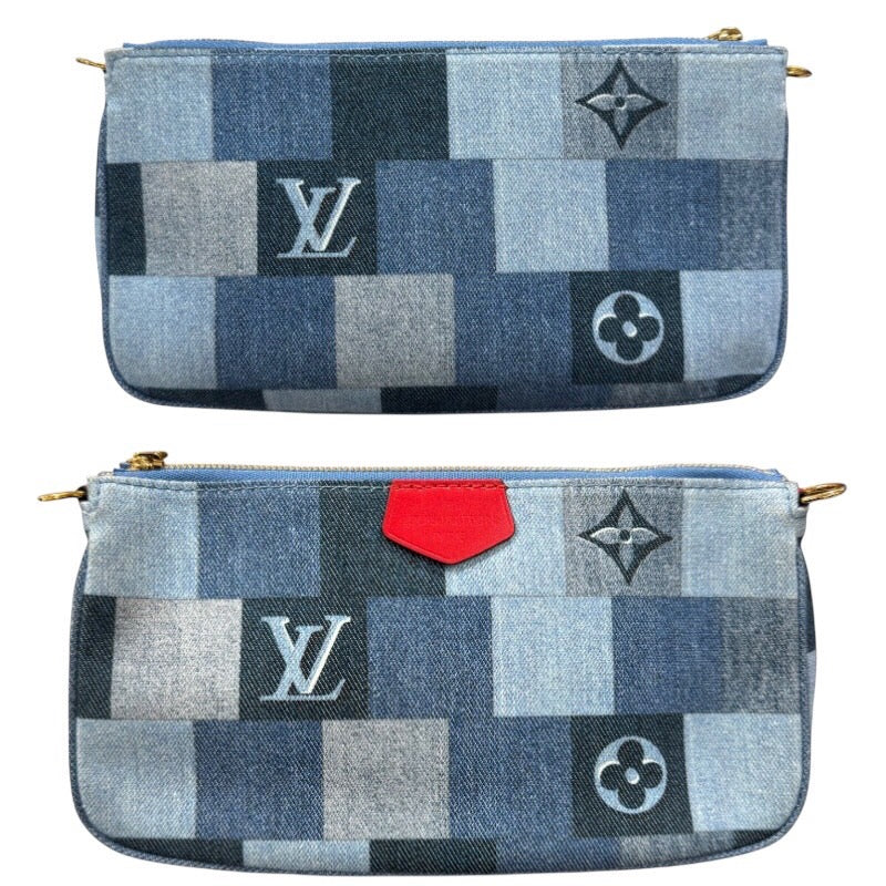 ルイ・ヴィトン LOUIS VUITTON ミュルティ・ポシェット・アクセソワ―ル M44990 ブルー　ゴールド金具 モノグラム・デニム レディース ショルダーバッグ