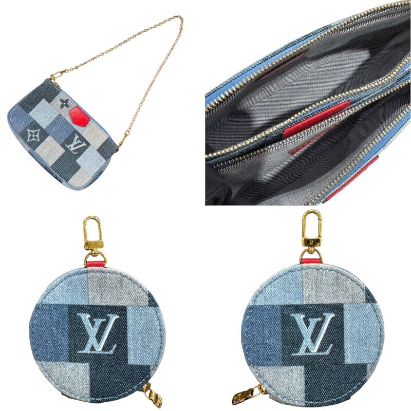 ルイ・ヴィトン LOUIS VUITTON ミュルティ・ポシェット・アクセソワ―ル M44990 ブルー　ゴールド金具 モノグラム・デニム レディース ショルダーバッグ
