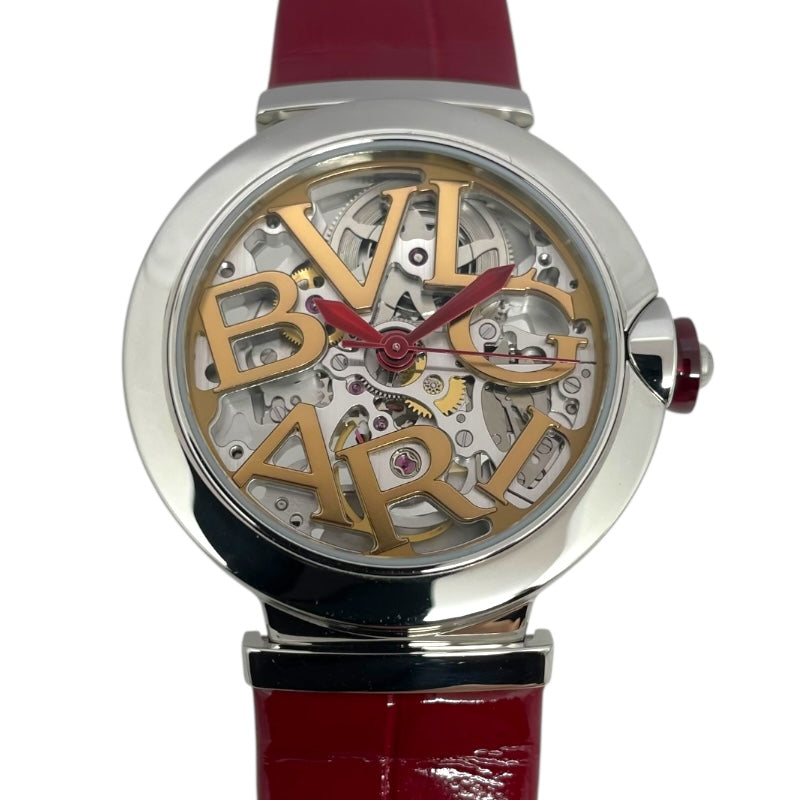 ブルガリ BVLGARI ルチェア スケルトン LU33S SS/革ベルト 自動巻き レディース 腕時計