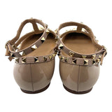ヴァレンティノ VALENTINO ロックスタッズ フラットパンプス 40 ベージュ パテントレザー レディース パンプス