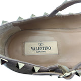 ヴァレンティノ VALENTINO ロックスタッズ フラットパンプス 40 ベージュ パテントレザー レディース パンプス